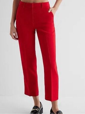 Express Editor Red Straight-Leg Ankle High-rise Pants - Size 6